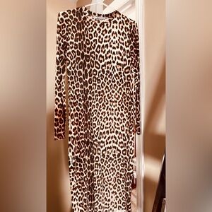 Zara Brown Leopard Long Sleeve Dress